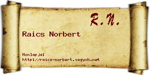 Raics Norbert névjegykártya